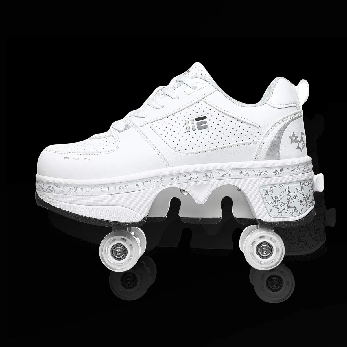 Patins A Roulettes Reglables,Rollers En Ligne pour Enfants,Quatre Roues Fille Chaussures À Roulettes, Deform Wheels Skates Kick Roller Shoe,Walking Skates,EUR36