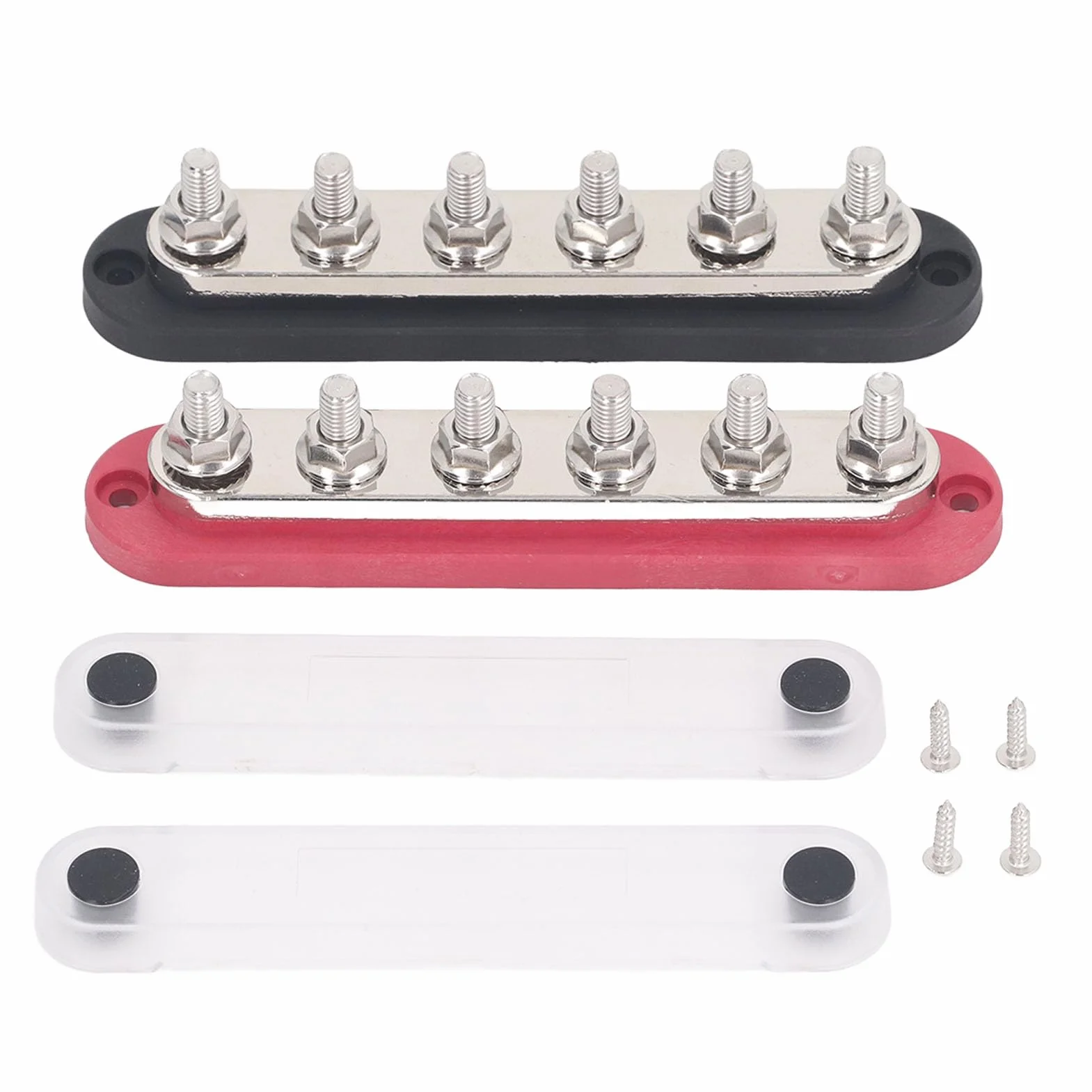 2 Pcs 300A 12V - 48V BAR Terminal Block Distribuzione di Potenza con Copertura, Auto Automobilistica in Barca in Ottone Automobilistico Marino per Auto per le Barche Yacht