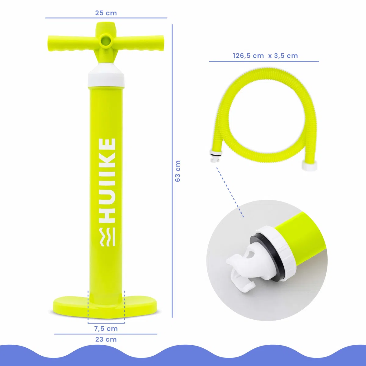 HUIIKE Pompa SUP Manuale con Doppia Azione Pompa per SUP 15 PSI, Gonfiatore Doppio Effetto Stabile | Accessori Stand Up Paddle, Handpump Tavola Gonfiabile | Manual Pump per Tavole Gonfiabile