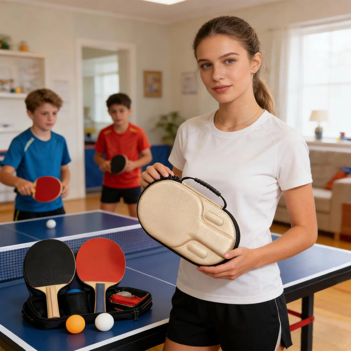 Genérico Ping-pong da tavolo, portaoggetti per racchette, per bambini, adolescenti, adulti, giocatori, concorrenti, appassionati di torneo e campeggio