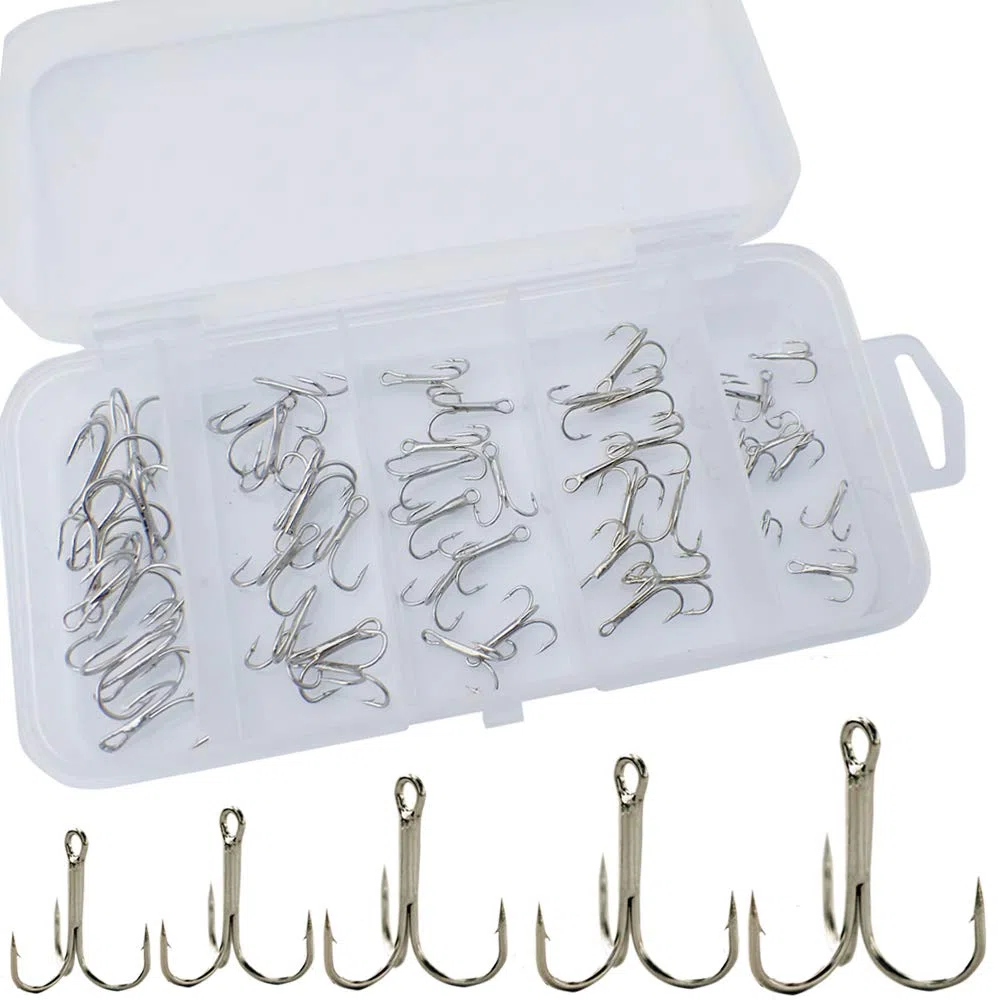 Drasry Set di ami da pesca per acqua dolce e salata, dimensioni da 1/0 a 16, in acciaio ad alto tenore di carbonio, diversi ami da pesca, 50 pezzi/scatola