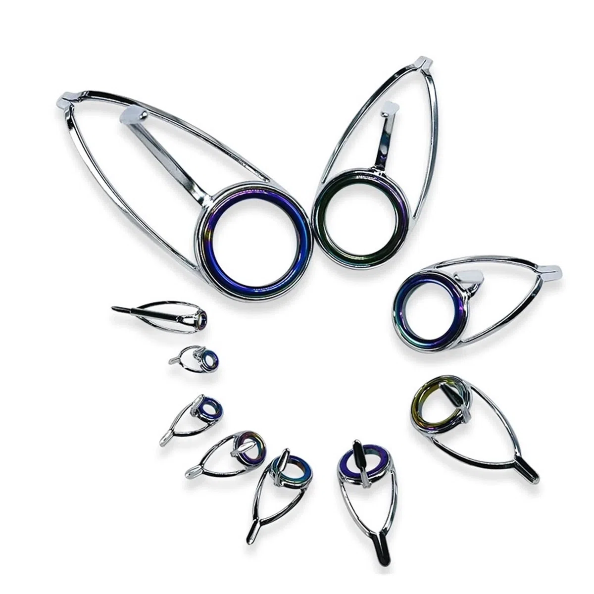 Guide per canna da pesca Guida per canna da pesca Set di 2 anelli in ceramica in acciaio inossidabile Kit di riparazione per fusione accessori di ricambio