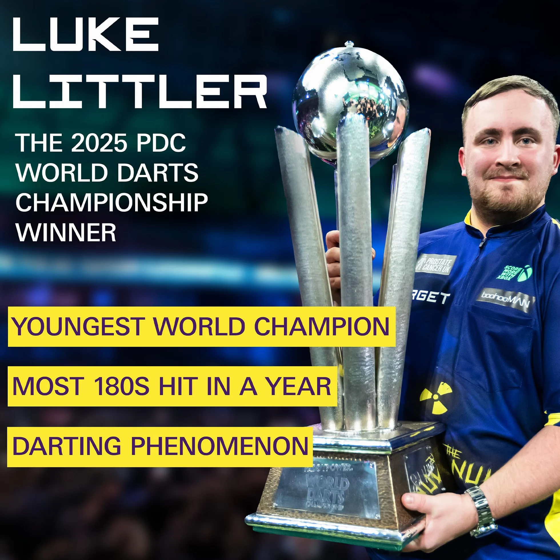 Target Darts Player Dartboard Set | Luke Littler/Dimitri Van den Bergh/Gabriel Clemens | Player Edition Dart Board con 2 Set di Freccette con punta in Acciaio, Linea di Lancio Standard da Competizione