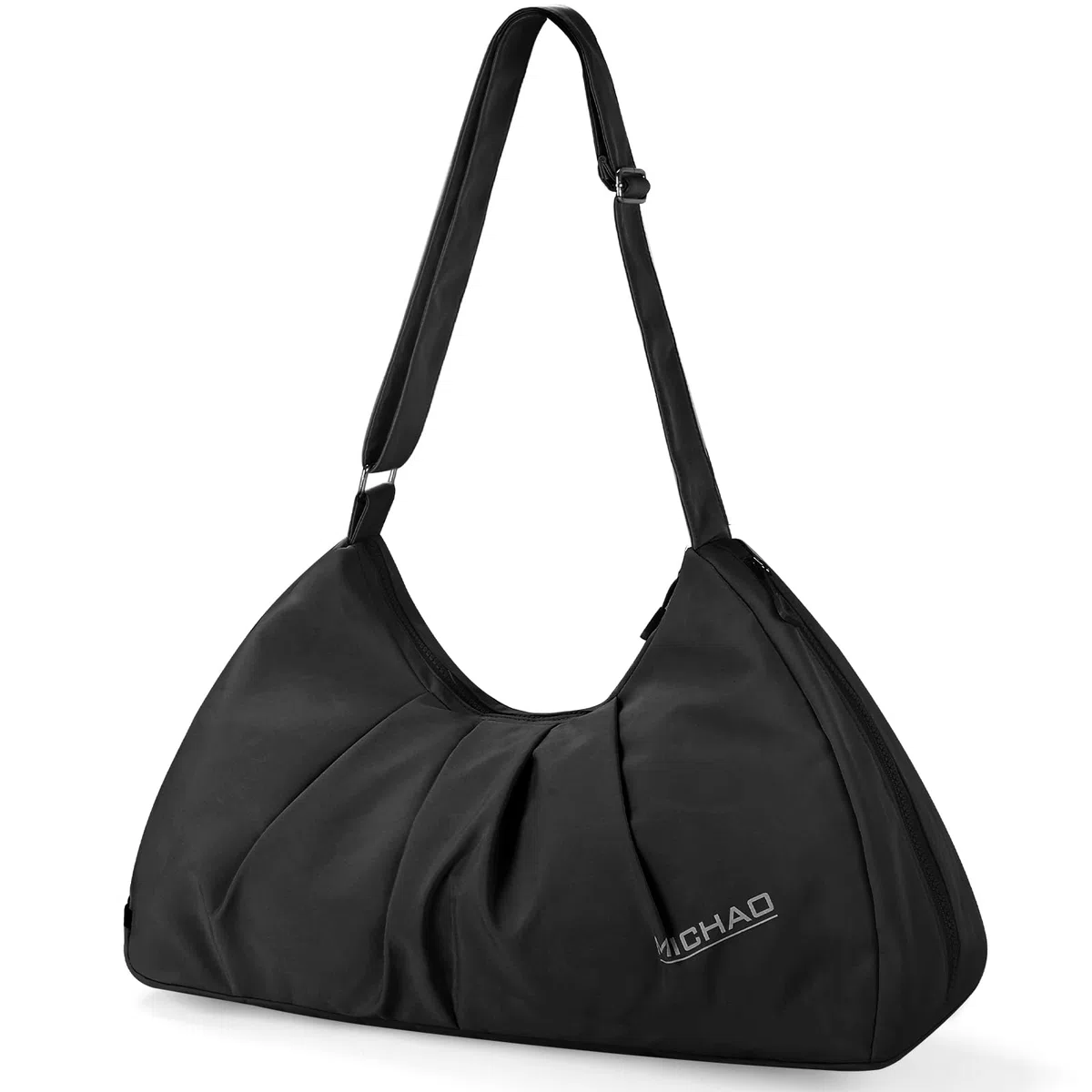 Borsa Palestra Donna con Diseño Plisado Piccola, Elegante Borsa Sportivo con Scomparto per Scarpe, Borsone Piscina con Tasca Bagnata, Gym Duffel Bag per Fitness Viaggio, Nero