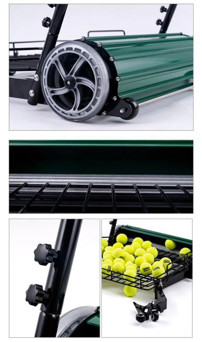 Carrello per raccogliere palline da tennis e retriever automatico, può contenere fino a 290 palline, raccoglie 90 alla volta per vari campi da tennis