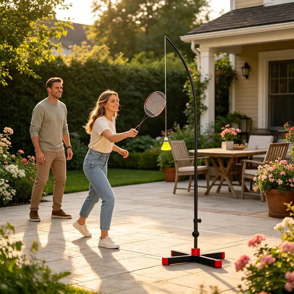 Allenatore di Badminton A Rimbalzo Automatico Strumento Portatile | Allenatore Singolo Di Badminton Per Interni Esterni Casa Giardino Adulti Bambini Principian
