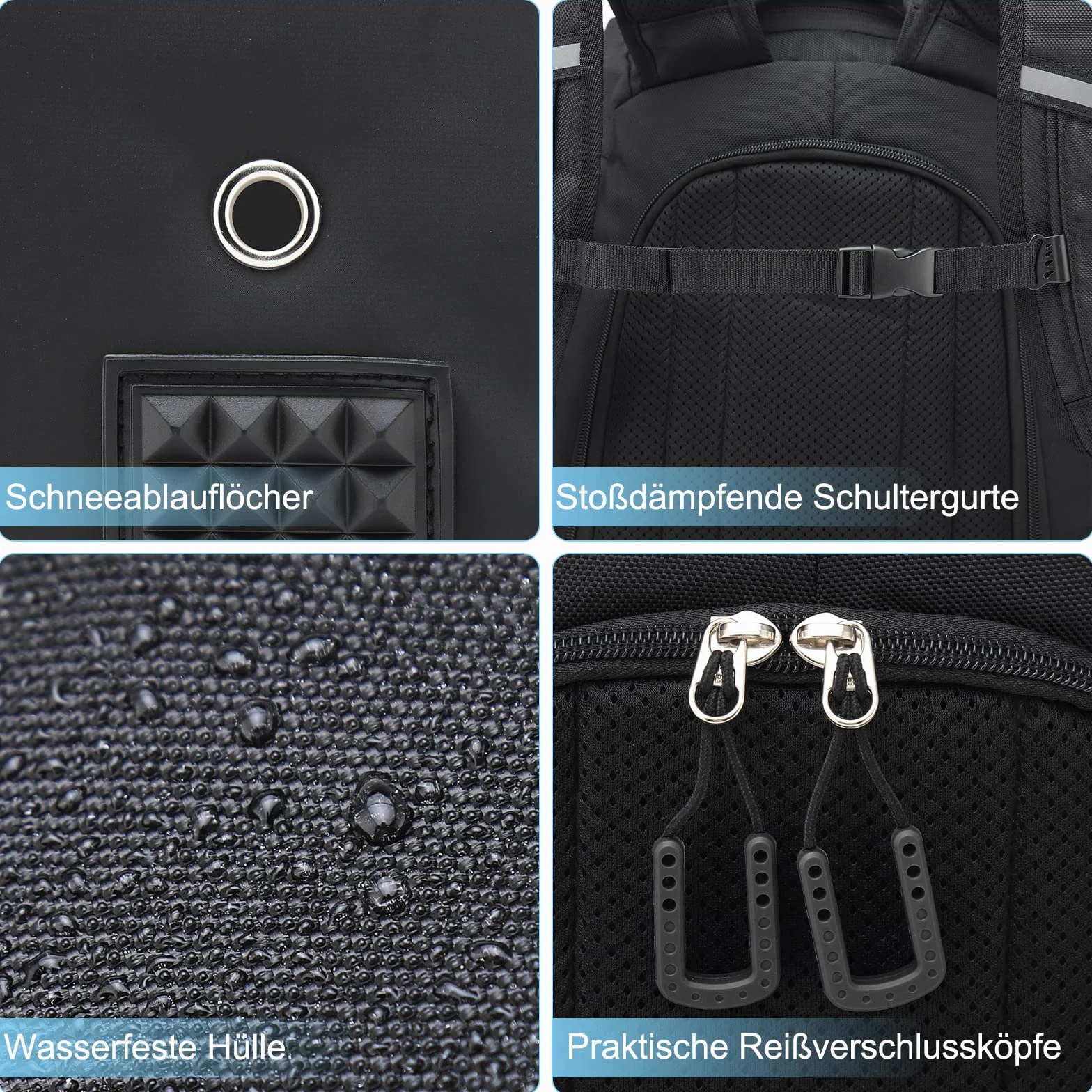 Borsa per scarponi da sci con scomparto per casco, 50 l, in nylon 1680D, zaino da sci con borsa per casco, borsa da sci, pattini, snowboard, pattini in linea