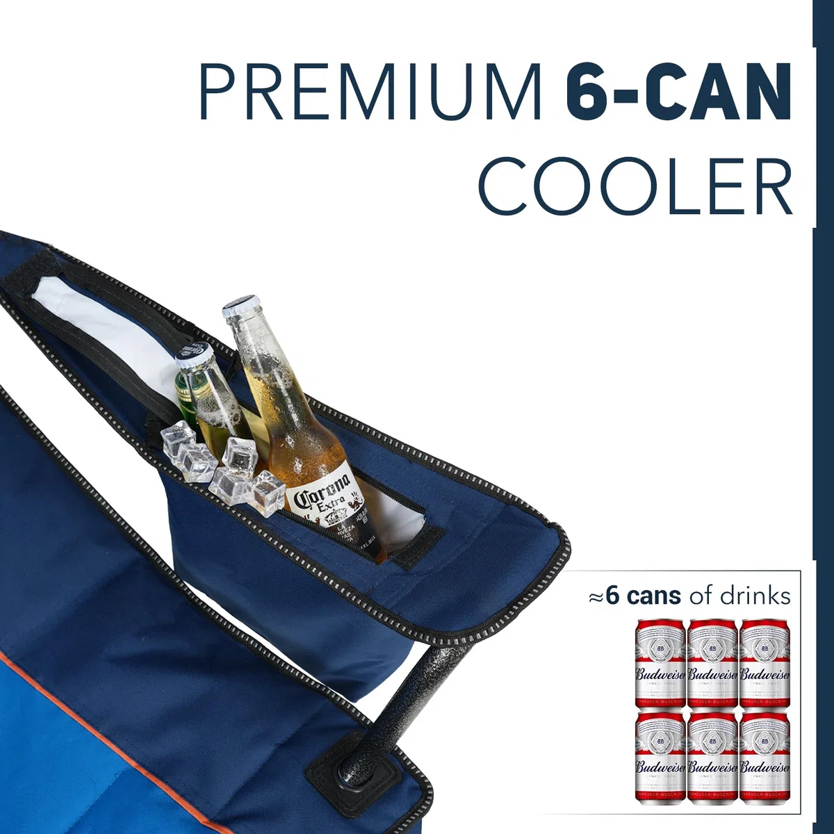 OVERMONT Sedia da Campeggio Pieghevole - Oversized Portatile di Schienale Completo Sedie da Pesca con Borsa Termica Portabicchieri - per Giardino Spiaggia Picnic - Caricabile Fino a 227kg