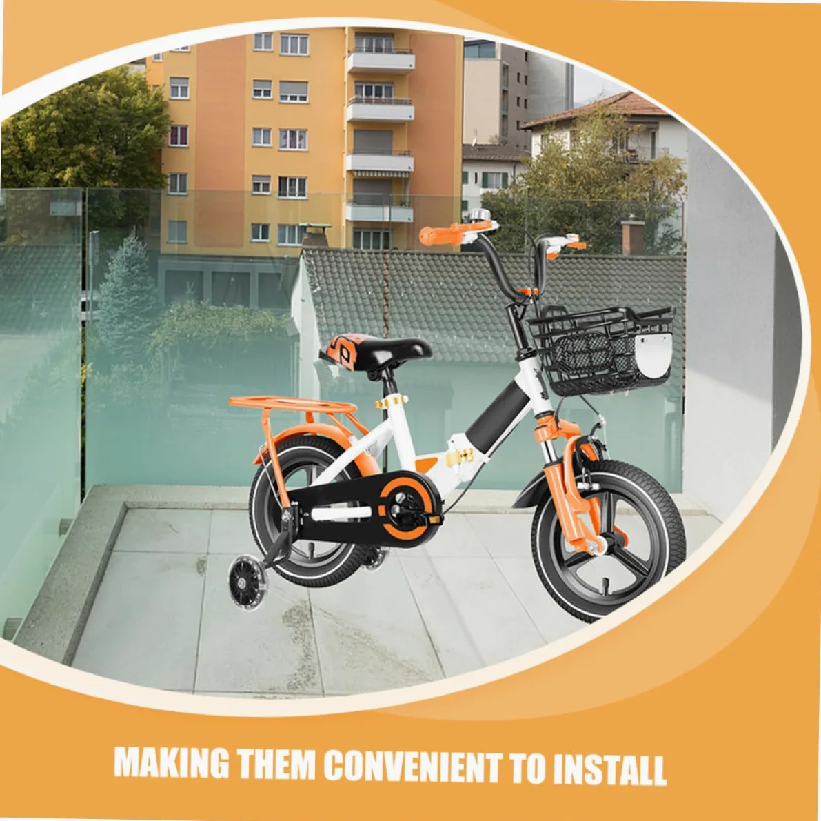 TOYANDONA Ruote di Allenamento per Bicicletta Bambini 2 Paia | Acciaio al Carbonio e Pu, Design Laterale di Supporto, Effetto Glow in The Dark