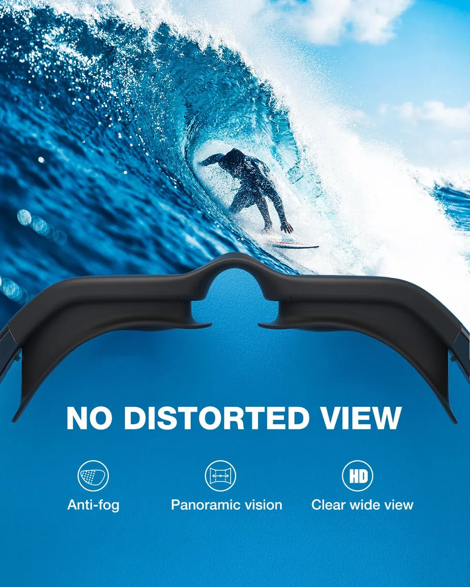 ZIONOR G1 Polarizzato/No Polarizzato Mirror Occhiali da Nuoto Unisex Adulto Uomo Donna Anti Foglia 100% Anti UV Immersione Occhiali. (Montatura nera con lenti rosse polarizzate)