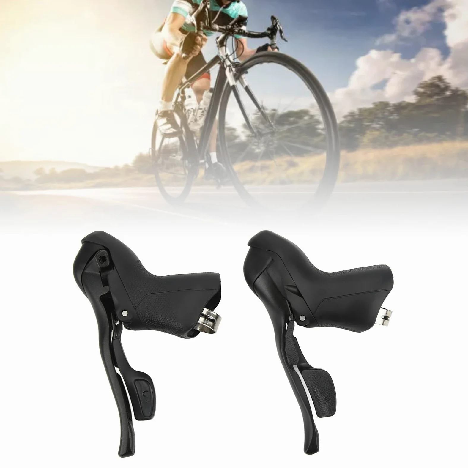 Keenso Leve Freno Bici Combinazione Freno in Lega di Alluminio 7 velocità con Cavi per Manubrio Bici da Strada Set di Ricambio da 22,2 a 23,8 Mm per Ciclisti