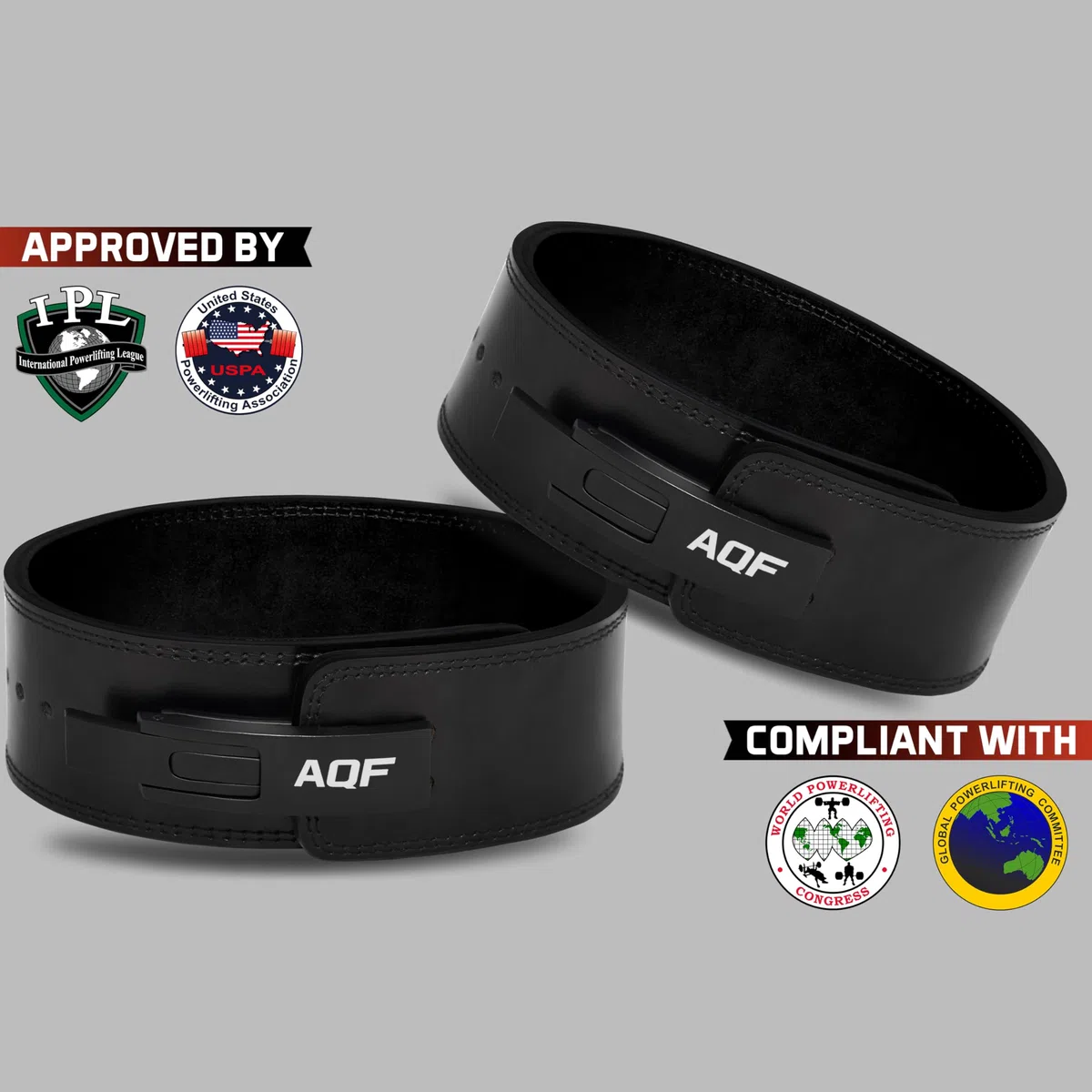 AQF Cintura Powerlifting Leva Fibbia - Larga 4" Spessa 10mm Approvato da IPL USPA - Cintura Palestra Uomo, Cintura Sollevamento Pesi, Cinta Palestra Bodybuilding per Squat, & Gym