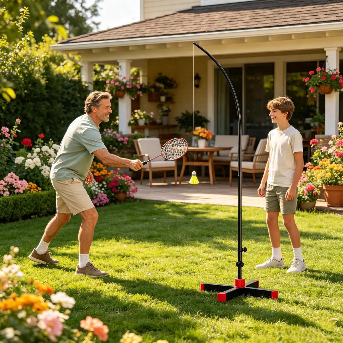 Automatico | Set Di Allenatore Di Badminton | Strumento Di Pratica | Allenatore Di Badminton Semplice | Attrezzatura Pratica | Per Uomini Donne Adulti Adolescenti Bambino Interno Esterno