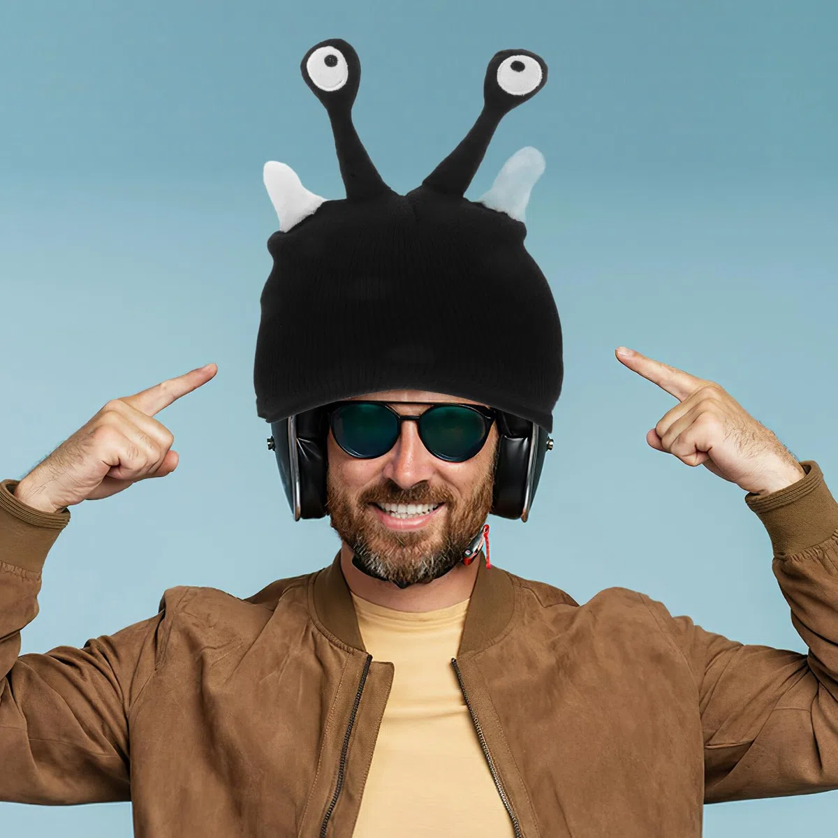 TOYANDONA 2 Pezzi Copricasco da Sci in Maglia con Antenne Design Alieno Colorato Protezione per Casco per Sport Invernali e Sci