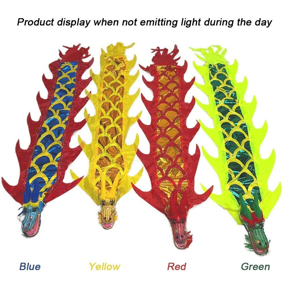 Nastro Luminoso per Danza del Drago, Poi Colorati con Nastro a Forma di Drago, Divertente Accessorio per Spettacoli All'aperto con Nastro a Forma di Drago.