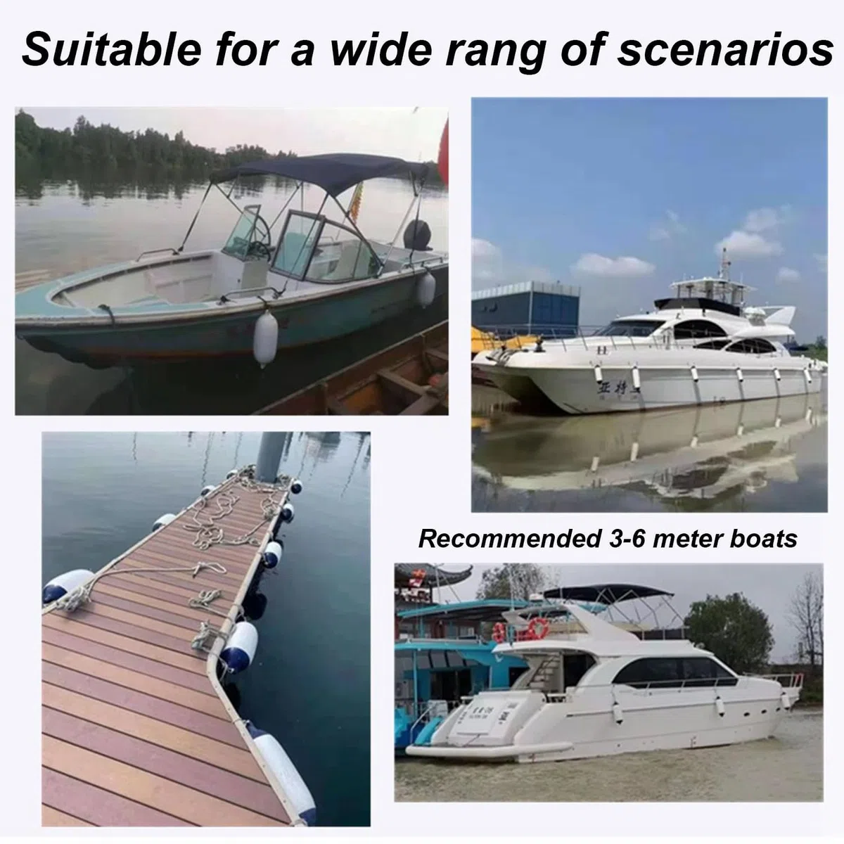 Parabordi Per Barca Marine,40x11cm Boe Nere Gonfiabili,Set Di Parafanghi Da 4 Pezzi (Comprese Le Linee Dei Parafanghi),Compresa Pompa,Quattro Spine d'Aria,per imbarcazioni inferiori a tre metri(Nero)