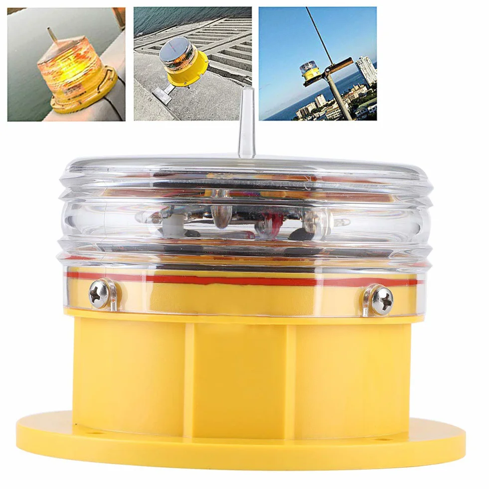 Qiilu Luce Di Fonda 360 Led Luce Di Fonda 360 Led Del Faro A Energia Solare Marina, Ip68 Impermeabile Nave Marine Dock Barge Faro Di Sicurezza Lampeggiante Laterale Illu