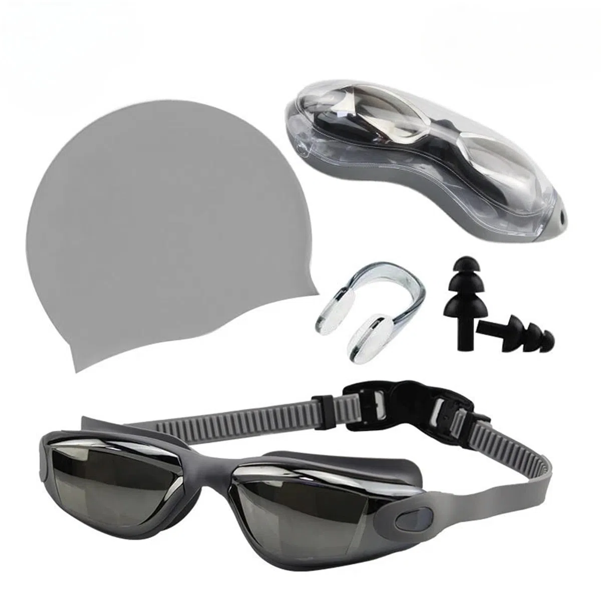 Occhialini da nuoto antiappannamento Per Sport | For adulti con cuffia in silicone e set di occhialini da nuoto