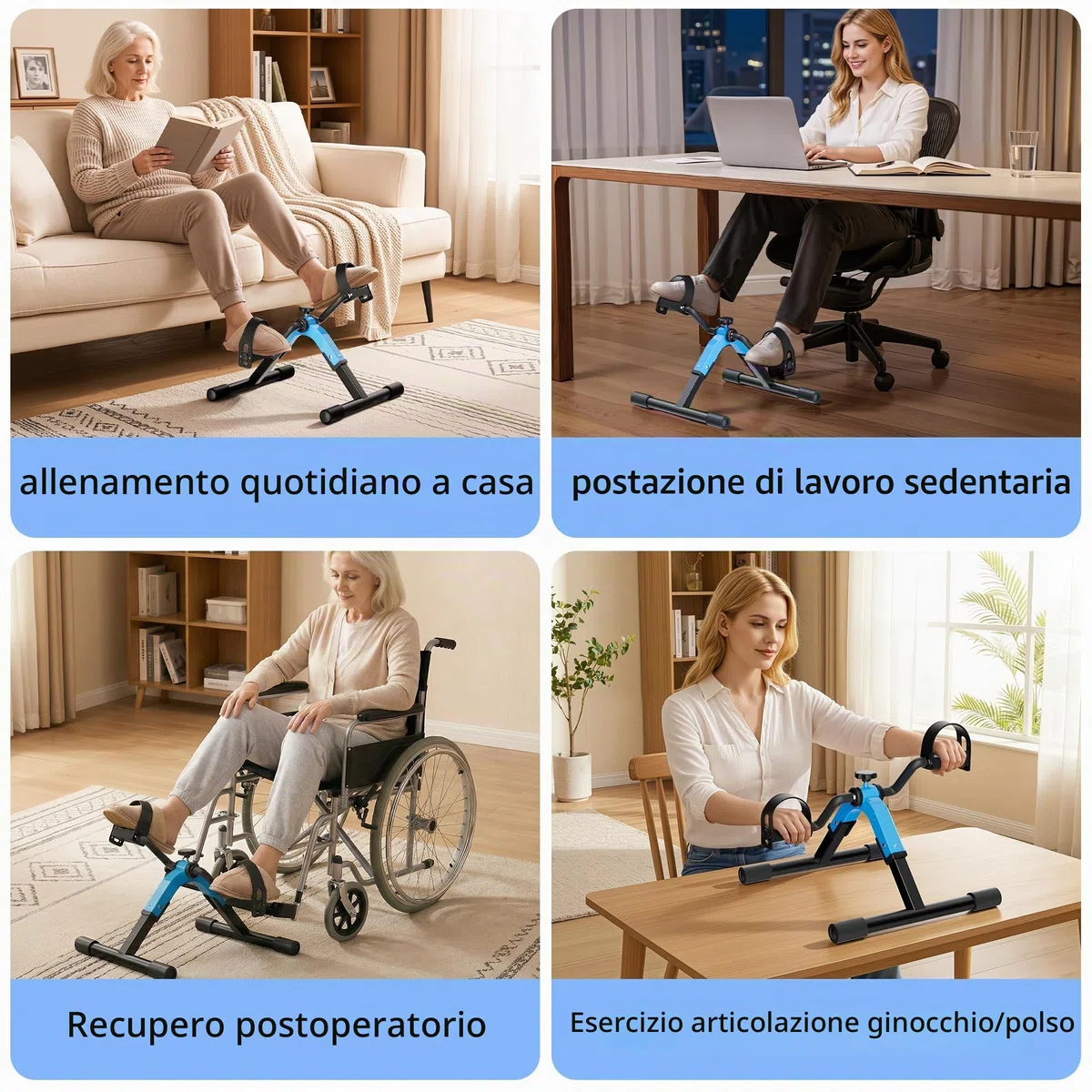 Pedale Exerciser Mini Cyclette per gamba e braccio basso impatto Exercisce Pedalatore pieghevole