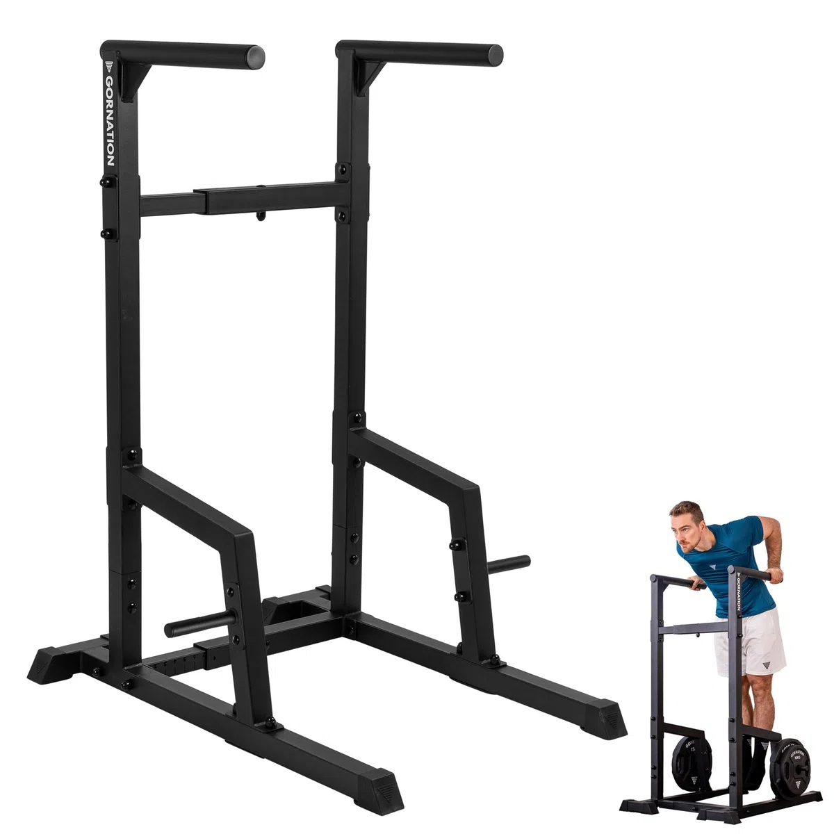 GORNATION Stazione per Dip per Calisthenics e Palestra, Fitness Dip Station, Barre Dip Regolabili per Dips, L-sit, Tricipiti e Addominali, Barre Parallele,