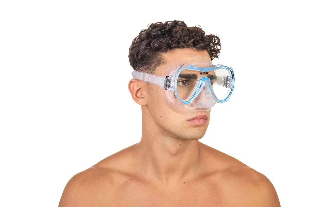 SEAC Sprint Dry Set Snorkeling con Pinne a Cinghiolo Regolabile, Maschera e Snorkel con Dry Top Unisex Adulto