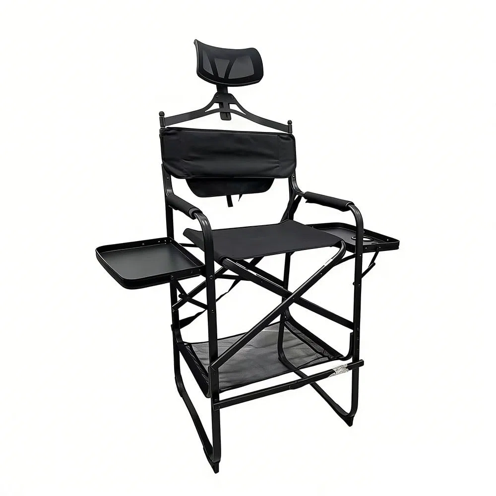 Questa Sedia da Regista Pieghevole e Portatile con tavolino e portabicchieri è Ideale per truccatori, Parrucchieri e per l'uso in Cinema: Un Mobile per Salone di Bellezza Leggero e Robusto.