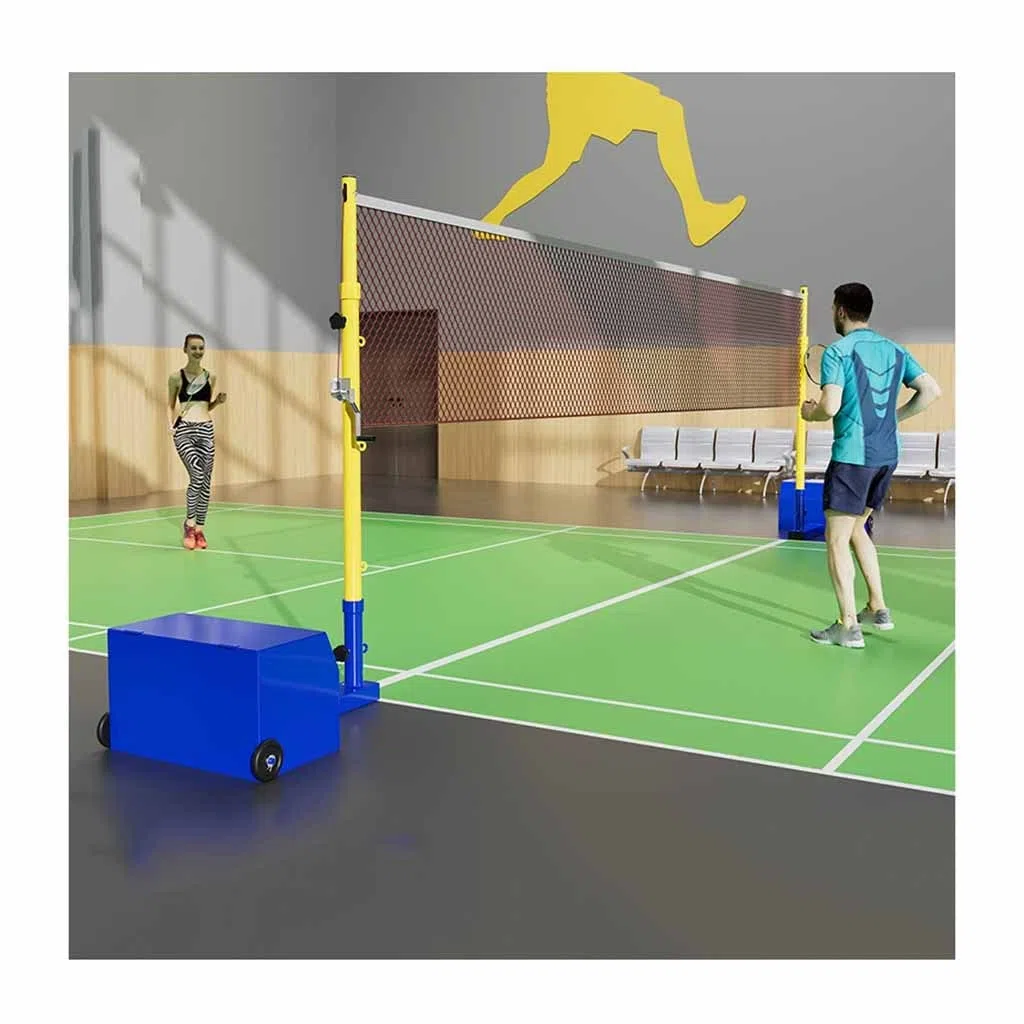 Pali da Badminton/pallavolo con Rete, Telaio per Rete da pallavolo in Acciaio Resistente alle intemperie per Esterni con Ruote, Altezza Regolabile