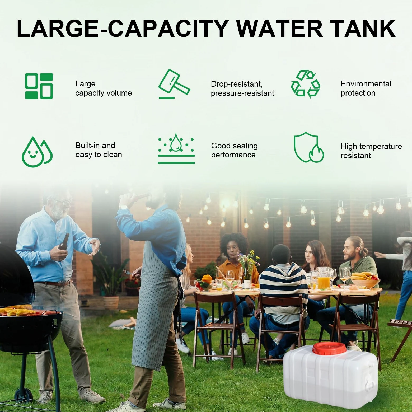 Tanica Acqua con Rubinetto, Serbatoio Acqua Plastica Alimentare per Campeggio, Giardinaggio, Emergenza, Uso Domestico Robusta e Resistente ai Raggi UV con valvola(Size:25L,Color:Bianco)