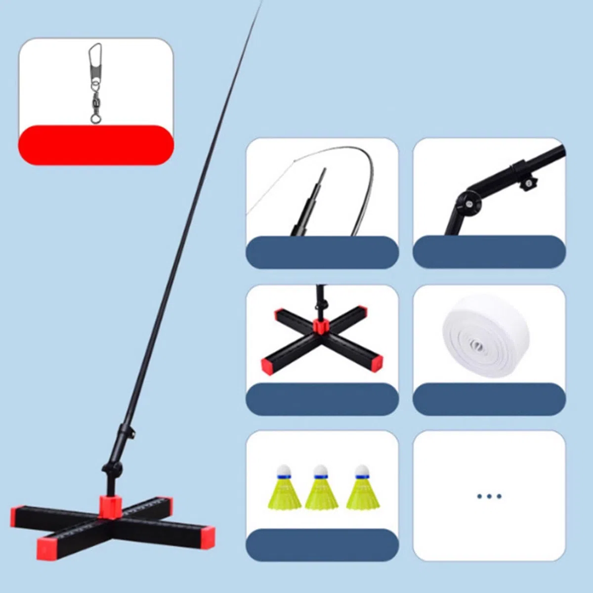 Badminton Trainer Solo - Automatic Rebound, Adjustable Height, Foldable Des | Solo Practice Equipment Stable Weighted Base Reaction Speed Training Quick Assembly Travel Friendly Family Exercise Tool
