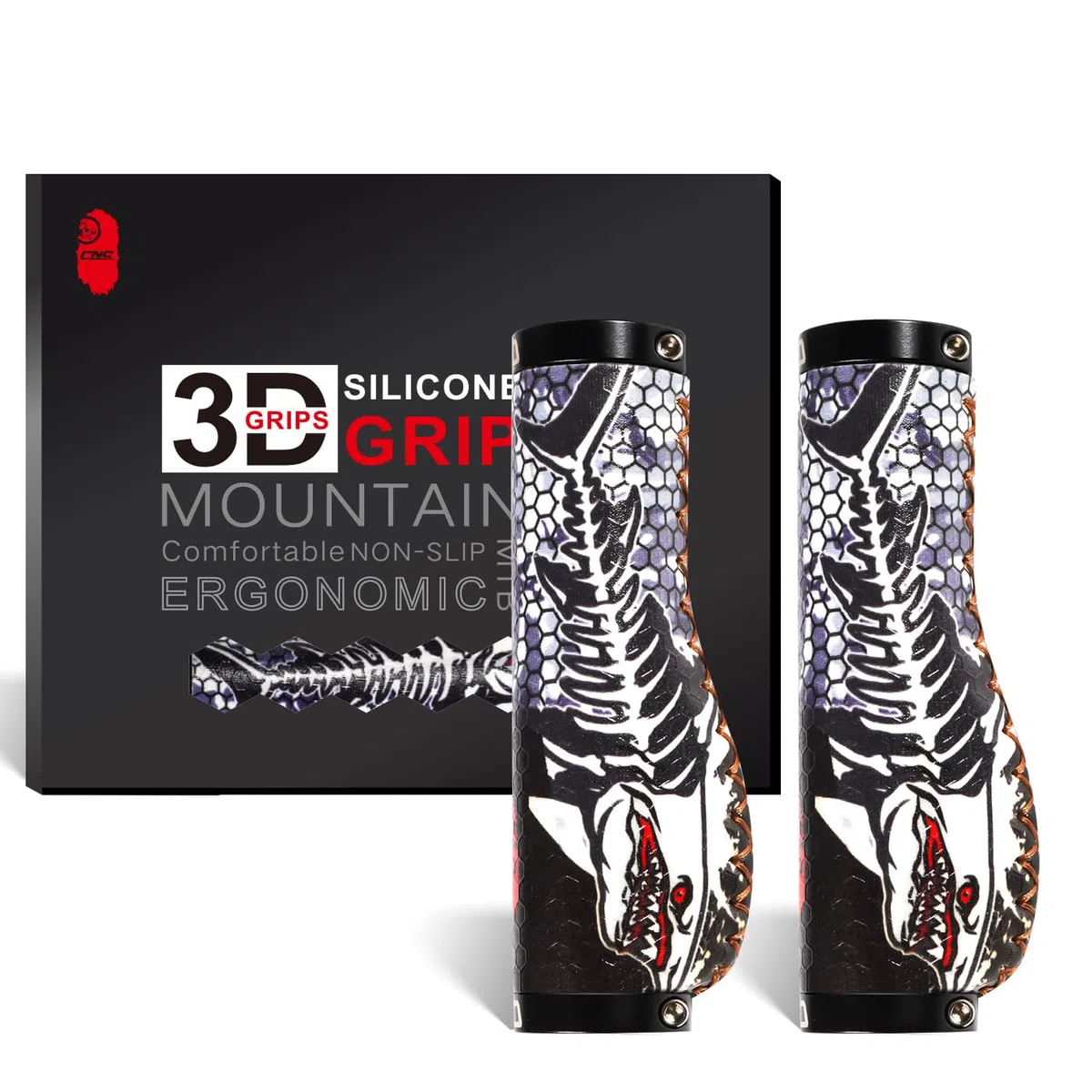 CHooee Impugnature ergonomiche per mountain bike, in silicone per manubrio MTB/BMX.