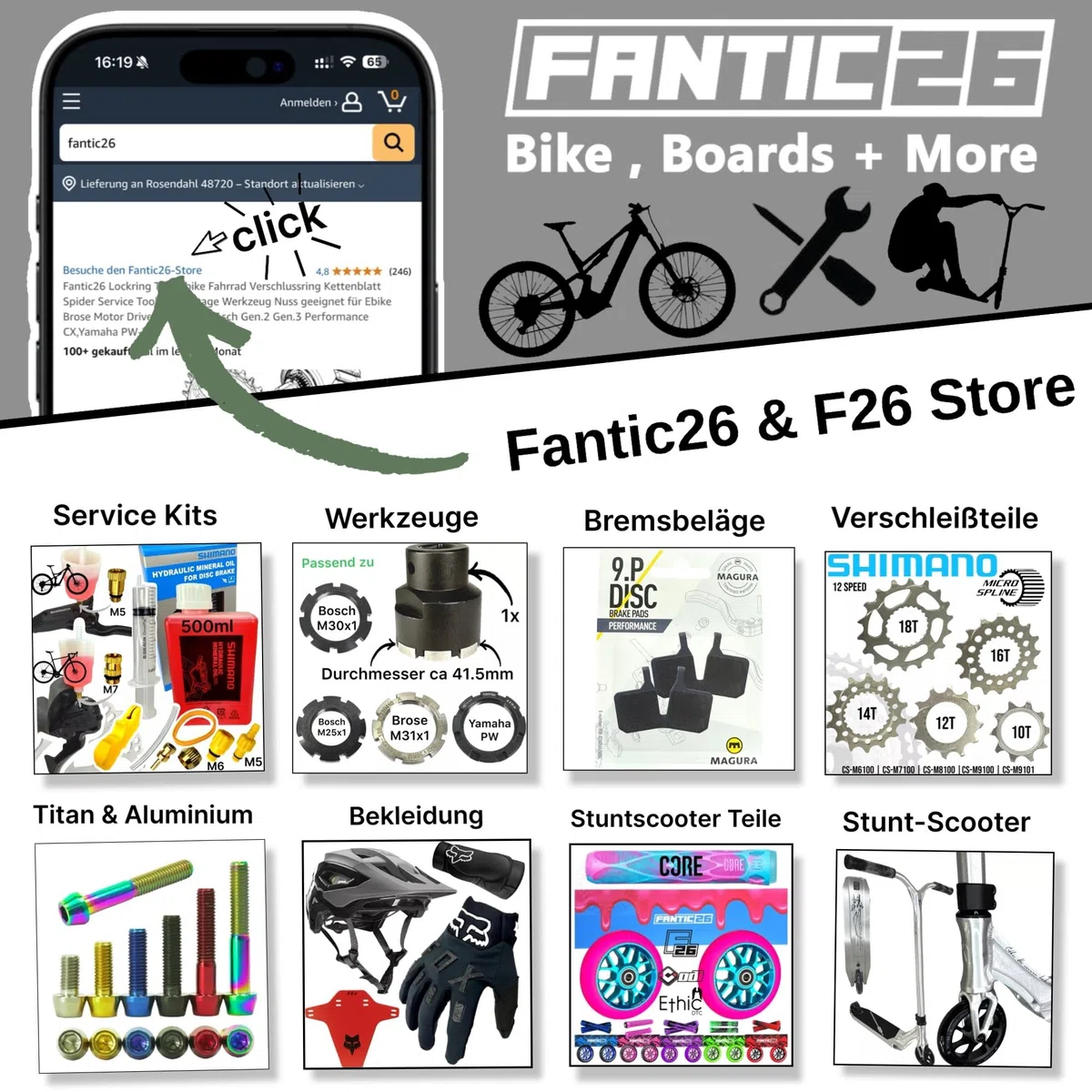 CORE Stunt Scooter Trick Roller da 110 mm I ABEC 9 I per principianti e professionisti, a partire dai 5 anni, 78-96 cm di altezza I + adesivo Fantic26