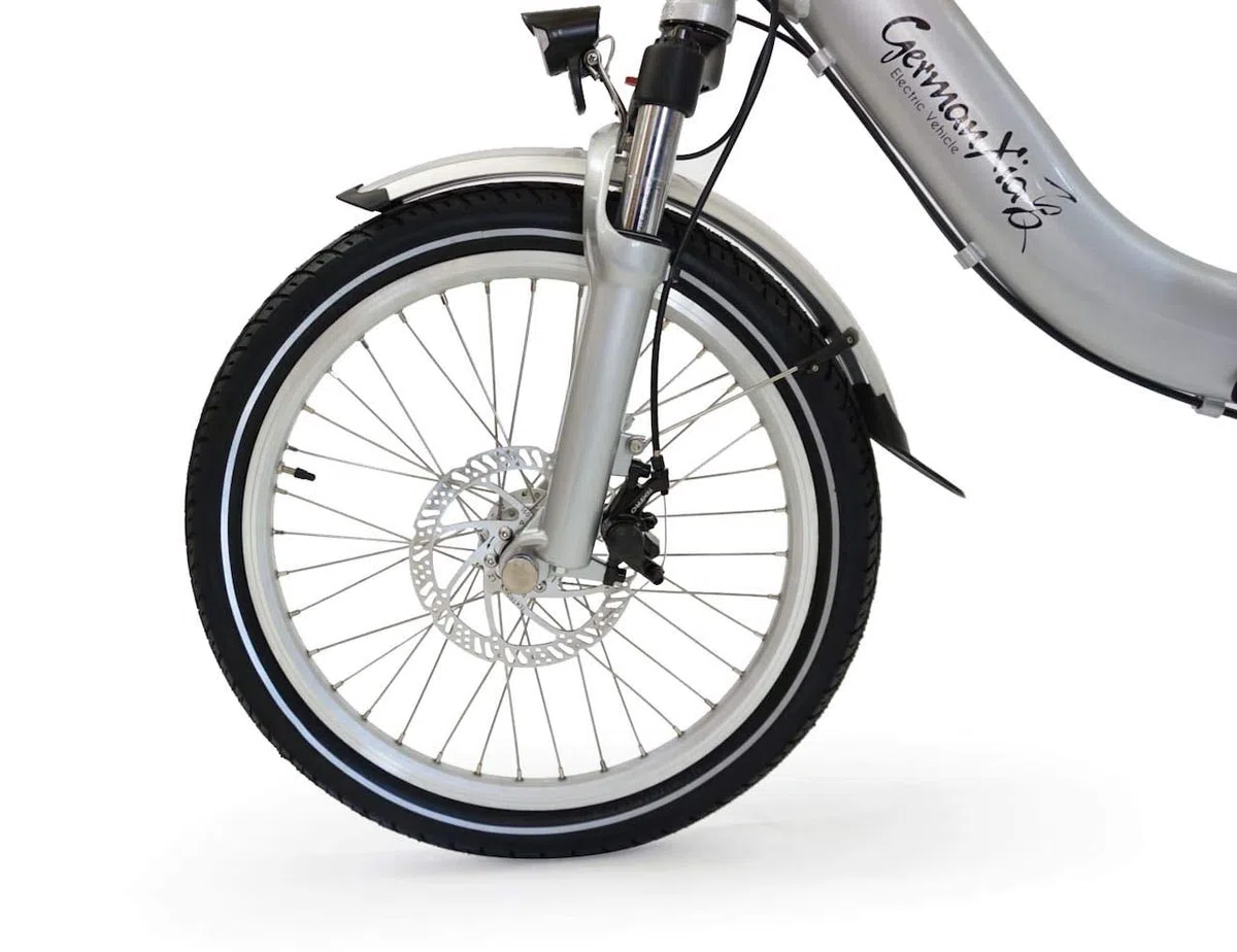 GermanXia Bicicletta elettrica pieghevole Mobilemaster Touring CH-15,6 7 G Shimano 20 pollici senza manopola del gas, eTurbo 250 Watt di azionamento HR, portata fino a 140 km secondo la StVZO