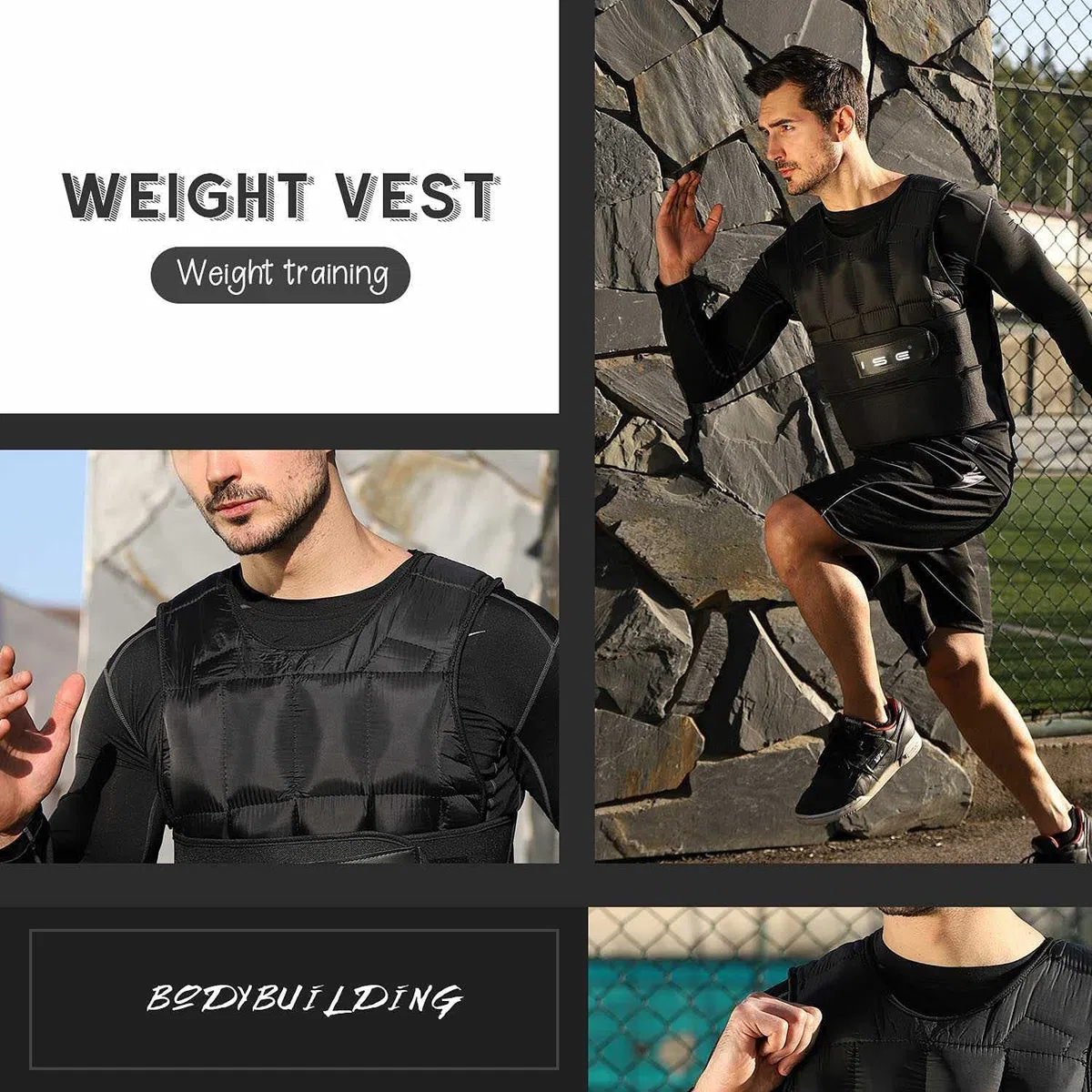 ISE 10/15/20/25/30 KG Giubbotto Zavorrato Regolabile per Donne e Uomini, Gilet Zavorrato Weighted Vest per Allenamento