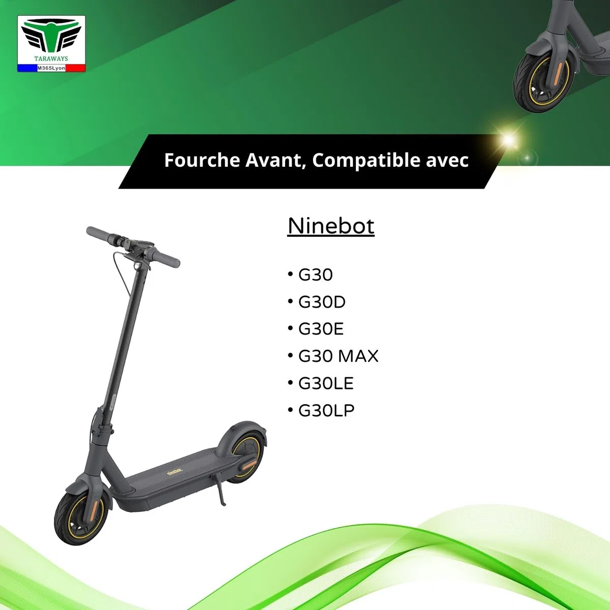 Forcella anteriore compatibile con monopattino Ninebot G30 Max / G30D / G30LE / G30LP / G30E II (Forcella+ Accessori)