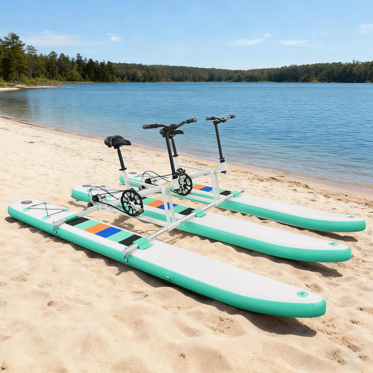 Bicicletta ad acqua per 2 persone, pedalò gonfiabile a due posti con telaio in alluminio, stabile fino a 180 kg, sedili regolabili, design multi-onton per laghi e fiumi, pompa inclusa – compatta
