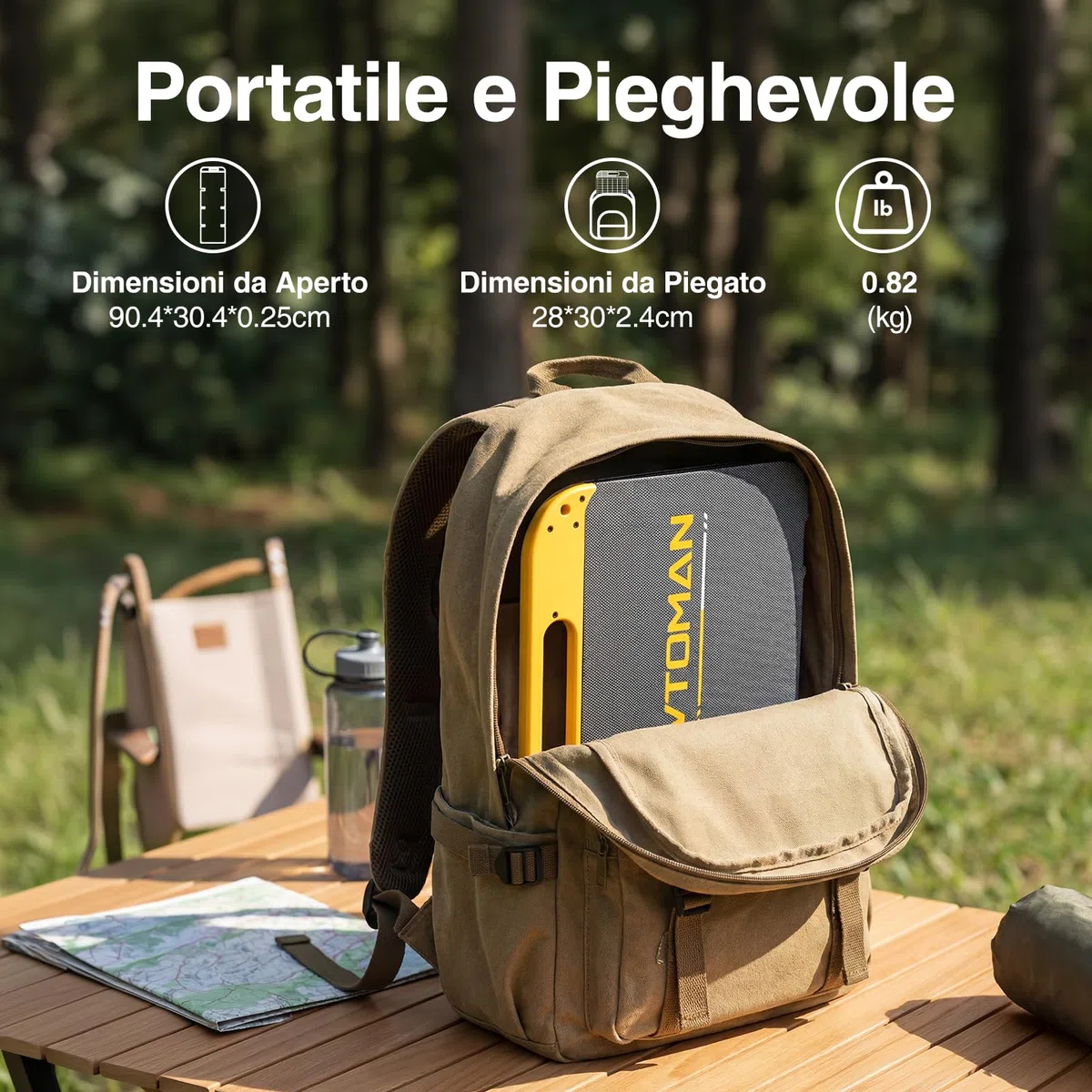 VTOMAN VS40 Portatile Pannello Solare da 40W, 13,9V, 25% Efficienza | Pieghevole Pannello Solare Impermeabile IP67 porte USB-A (Tipo C), PD30W, Leggero, Per Smartphone, Power bank