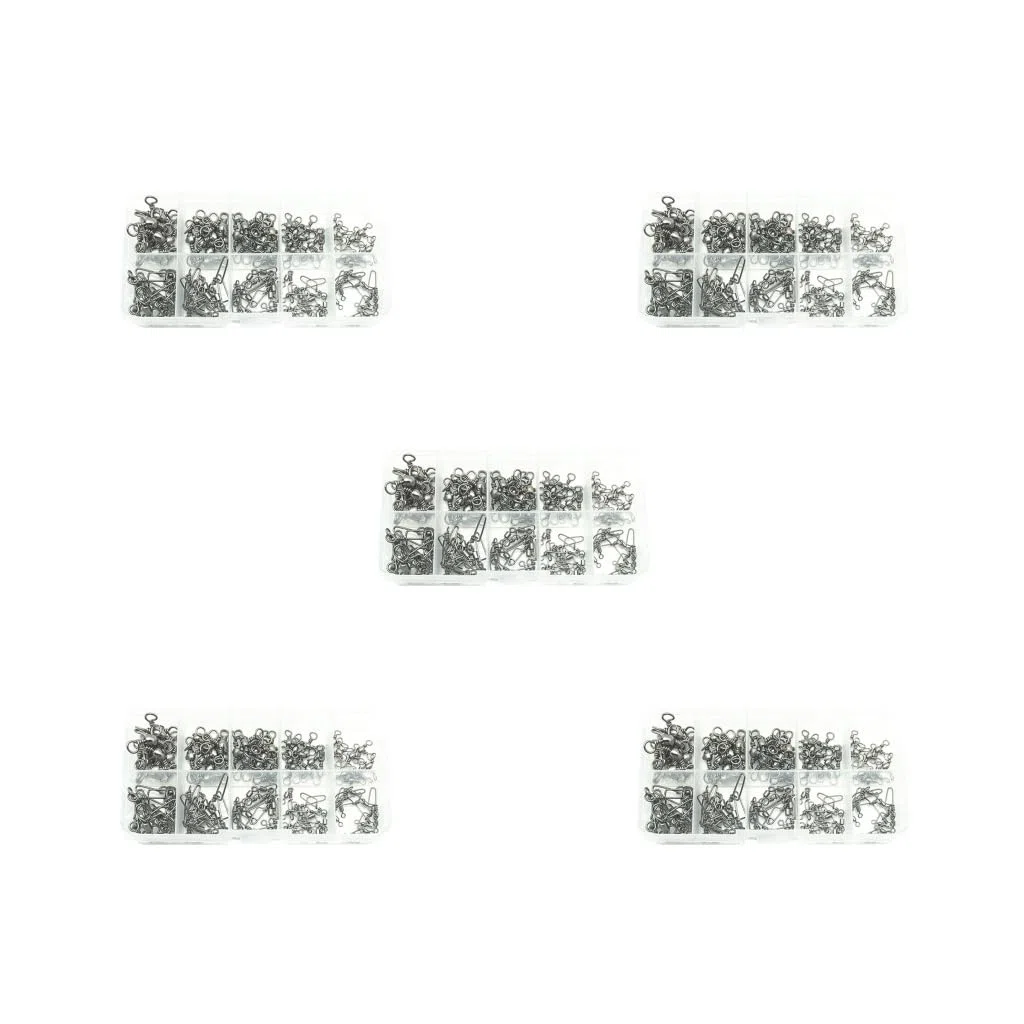 100 pz pesca Rolling Swivels w/Coast Lock Snap & 3 Way Barrel Girelle L