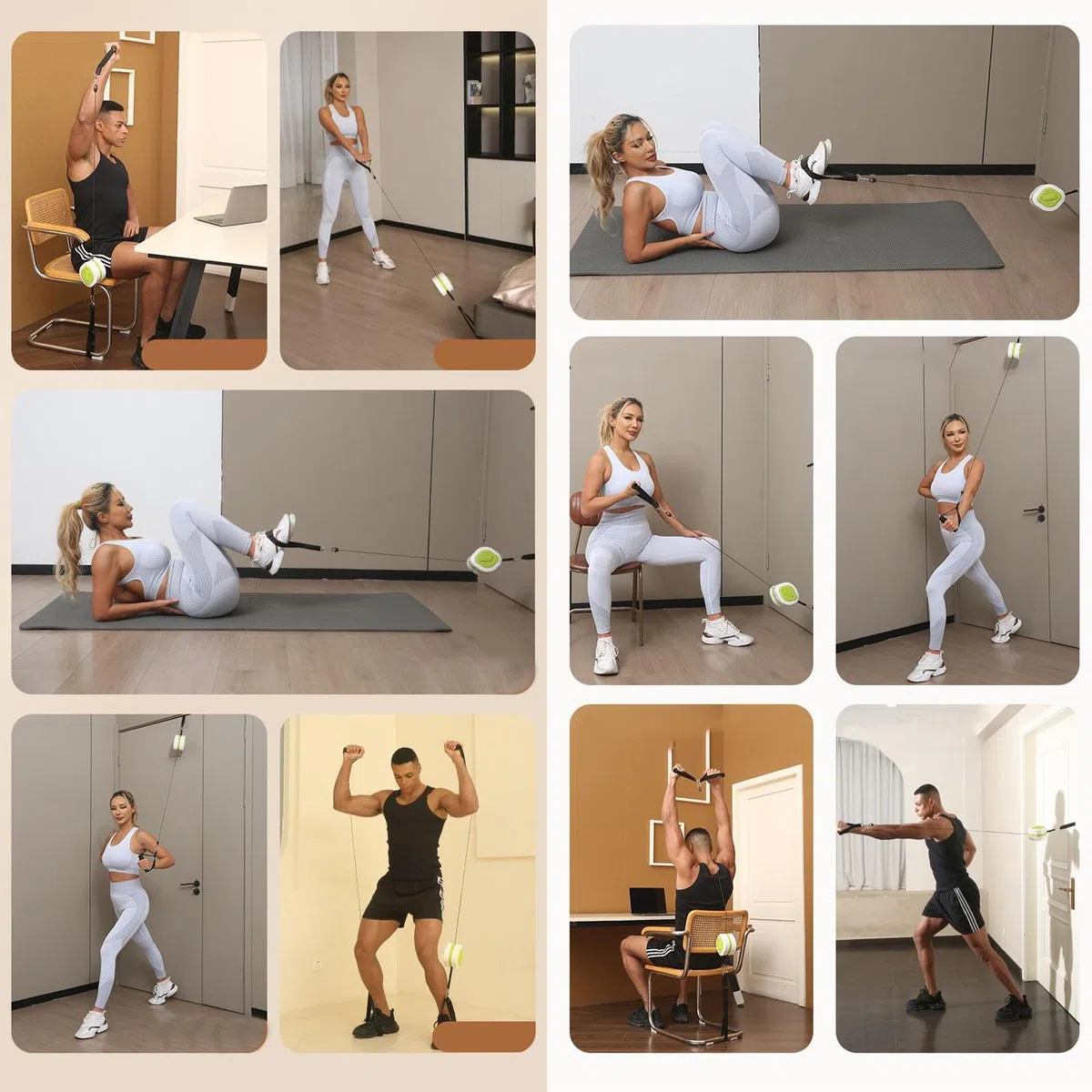 Fasce Elastiche con Maniglie Bande Elastiche Con Impugnature | Attrezzatura Fitness Per Braccia Caviglie Petto Gambe Core Uomini Donne Palestra Casa Yoga