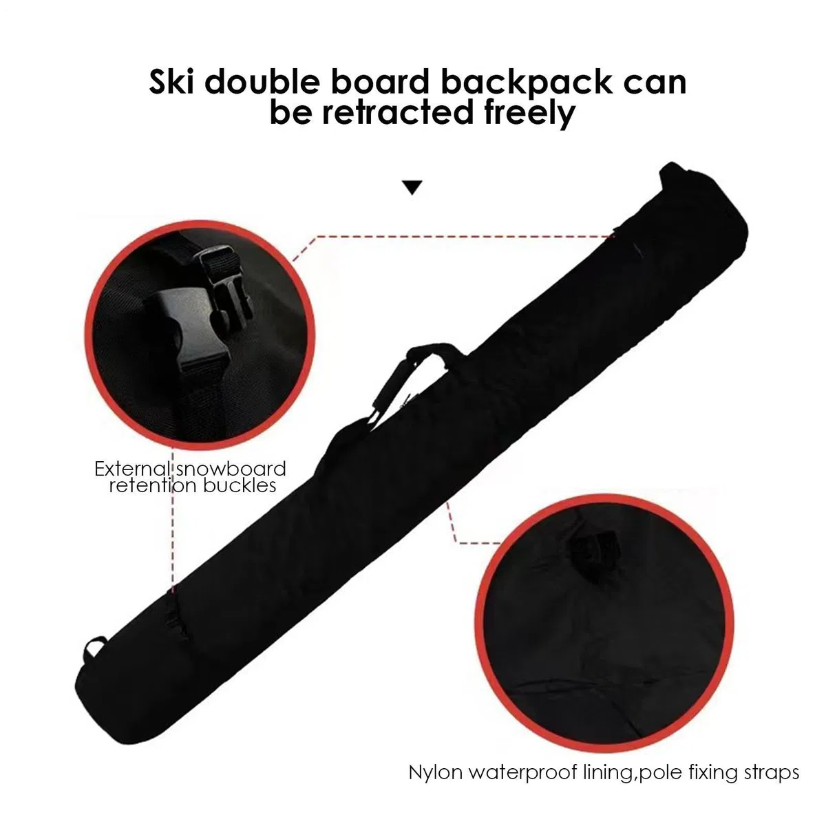Borsa da sci da neve, fodera impermeabile, portatile, borsa da viaggio per sci, aereo, viaggi, amici, donne, adulti, bambini, attività all'aperto, campeggio, sci