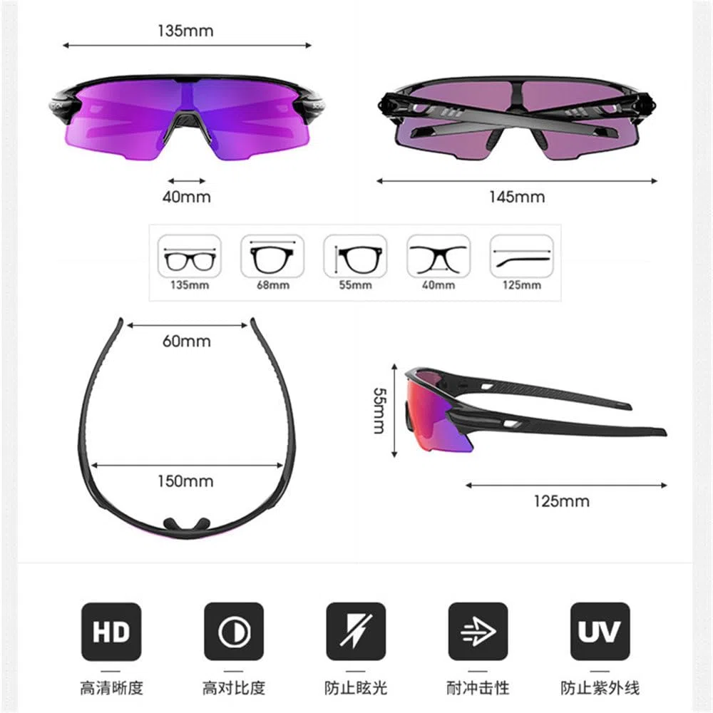 Occhiali da ciclismo per sport all'aria aperta, occhiali antivento per mountain bike e bici da strada, occhiali da sole con protezione UV
