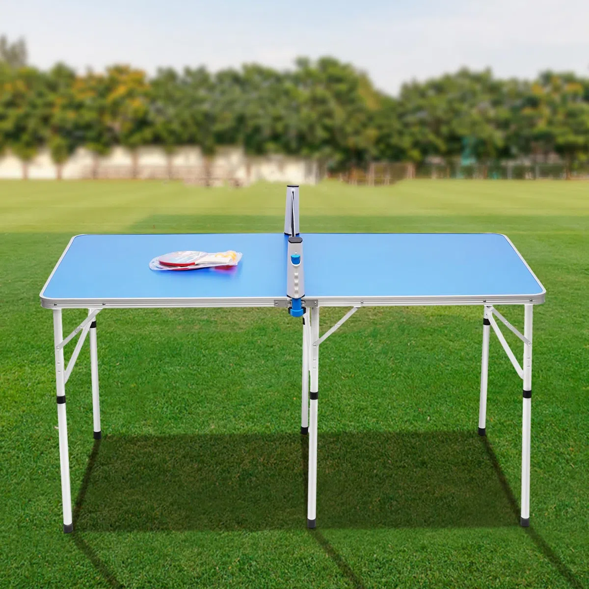 Tavolo da ping pong pieghevole, mini tavolo da ping pong con 2 racchette, 3 palline e rete da ping pong, tavolo da ping pong per interni ed esterni, 152 x 76 x 76 cm