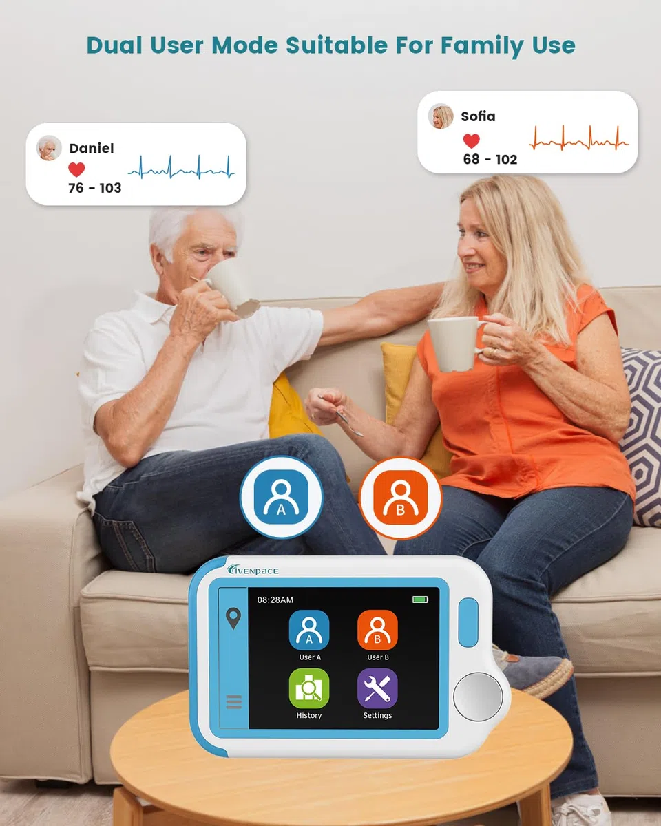 Home Heart Health Monitor, cardiofrequenzimetro portatile con elettrodi, macchina stand-alone compatibile con smartphone e PC