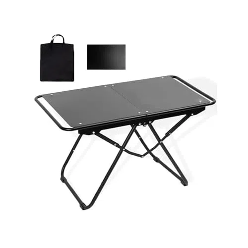 Tavolo da campeggio, portatile, pieghevole, con borsa portaoggetti, per barbecue, spiaggia, pesca e picnic all'aperto, grande design in metallo, perfetto per giardino e balcone