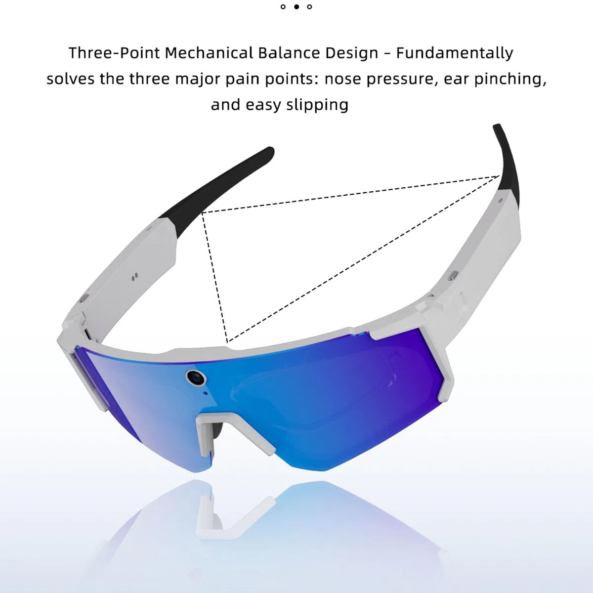 Tonysa Occhiali da Ciclismo Intelligenti con Intelligenza Artificiale 4K, Fotocamera HD da 8 MP, Bluetooth, Controllo Vocale e Stabilizzazione EIS, Ideali per Sci, Ciclismo Ed (Bianco Blu)
