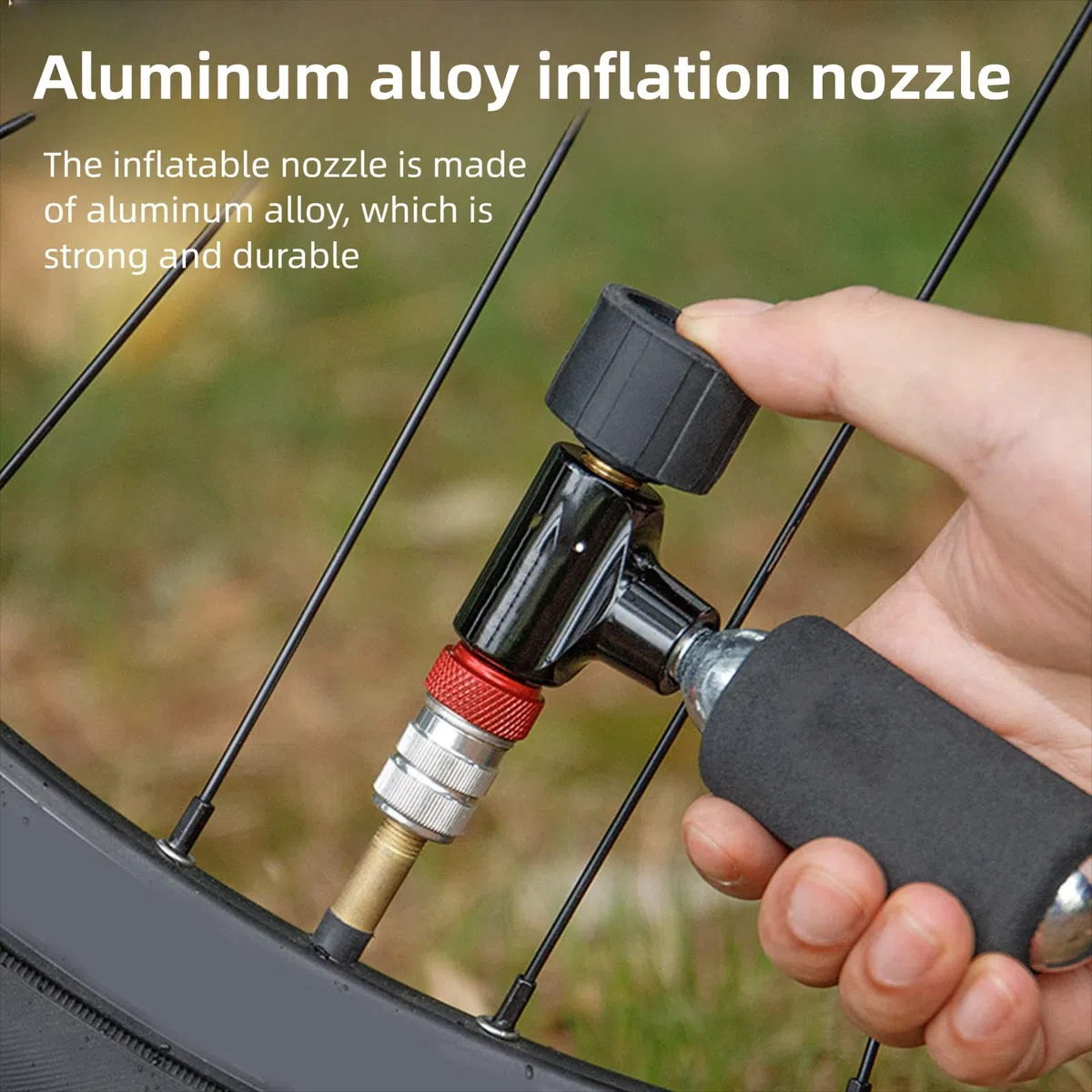 VGEBY Pompa ad aria portatile per bicicletta con manometro e valvola di controllo per valvola, compatibile con cartucce di CO2 da 12 G, 16 G