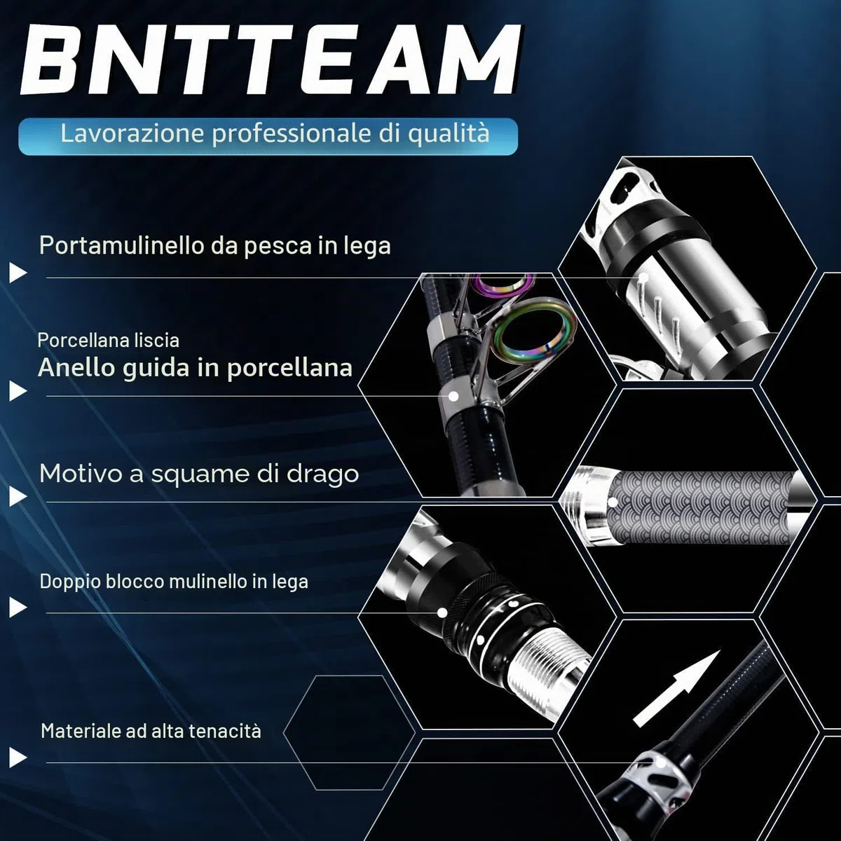 Set Combinato Canna Da Pesca Telescopica Mulinello Da Spinning 100% Carbonio Con Borsa Esche Per Mare Acqua Dolce Stagno Fiume
