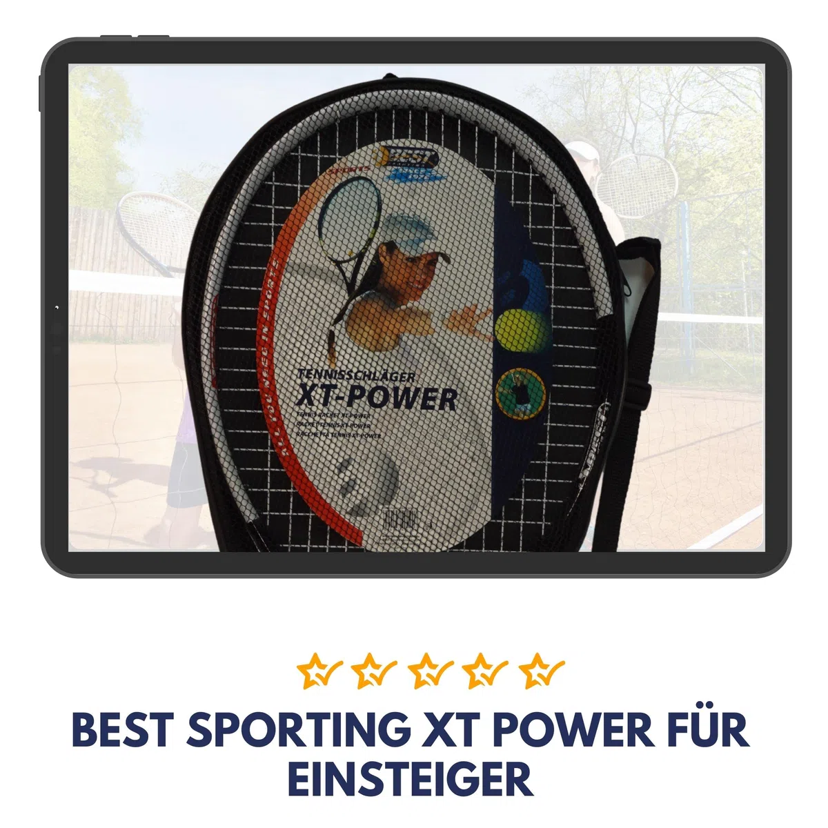 Best Sporting - Racchetta da tennis per principianti XT-Power, 250 g, spessore impugnatura L3, leggera racchetta da tennis in alluminio, ideale per bambini, ragazzi e adulti, inclusa custodia