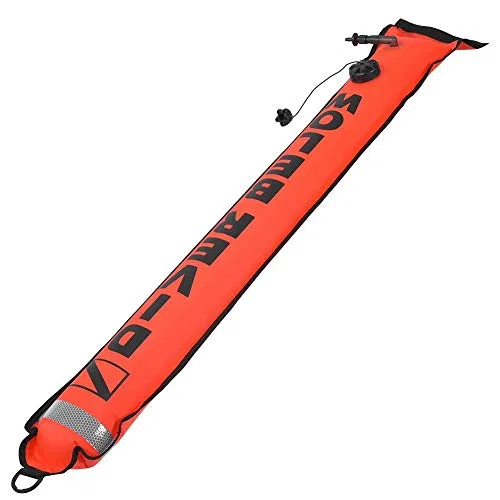 Tbest 6FT Indicatore di Superficie per Immersione con Fascia Riflettente ad Alta visibilità Scuba Diving Gonfiabile Segnale di Superficie SMB Accessorio per Boa Attrezzatura(Rosso)