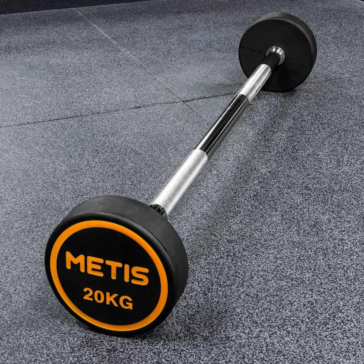METIS Bilanciere Palestra con Cilindri in Gomma [10kg-45kg] - Bilanciere Con Pesi | Attrezzatura da Allenamento | Bilancere con Manico e Pesi Inclusi