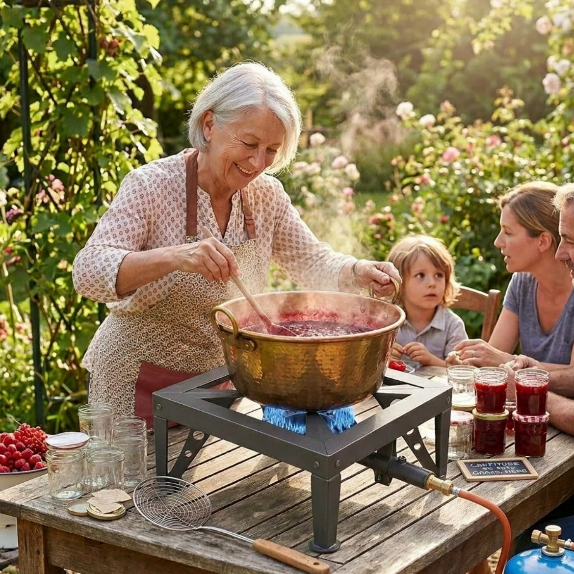 INTEC - Fornello a gas 7500W professionale, capacità 200Kg, tutto in ghisa, 4 piedi rinforzati - Fornello professionale per cottura su mercato, marmellata, paella